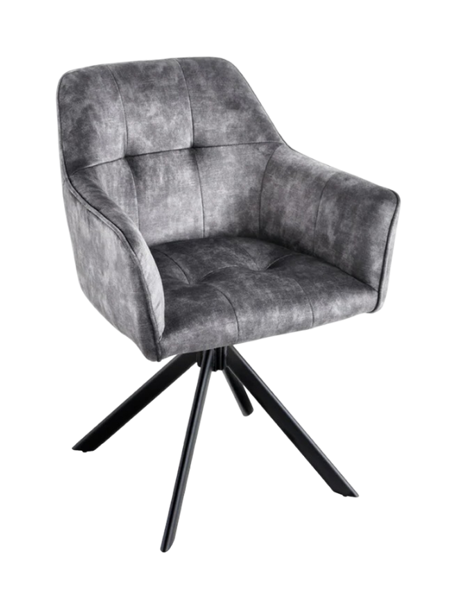 
Poltroncina girevole con braccioli „Titto“ - Velluto Grigio scuro