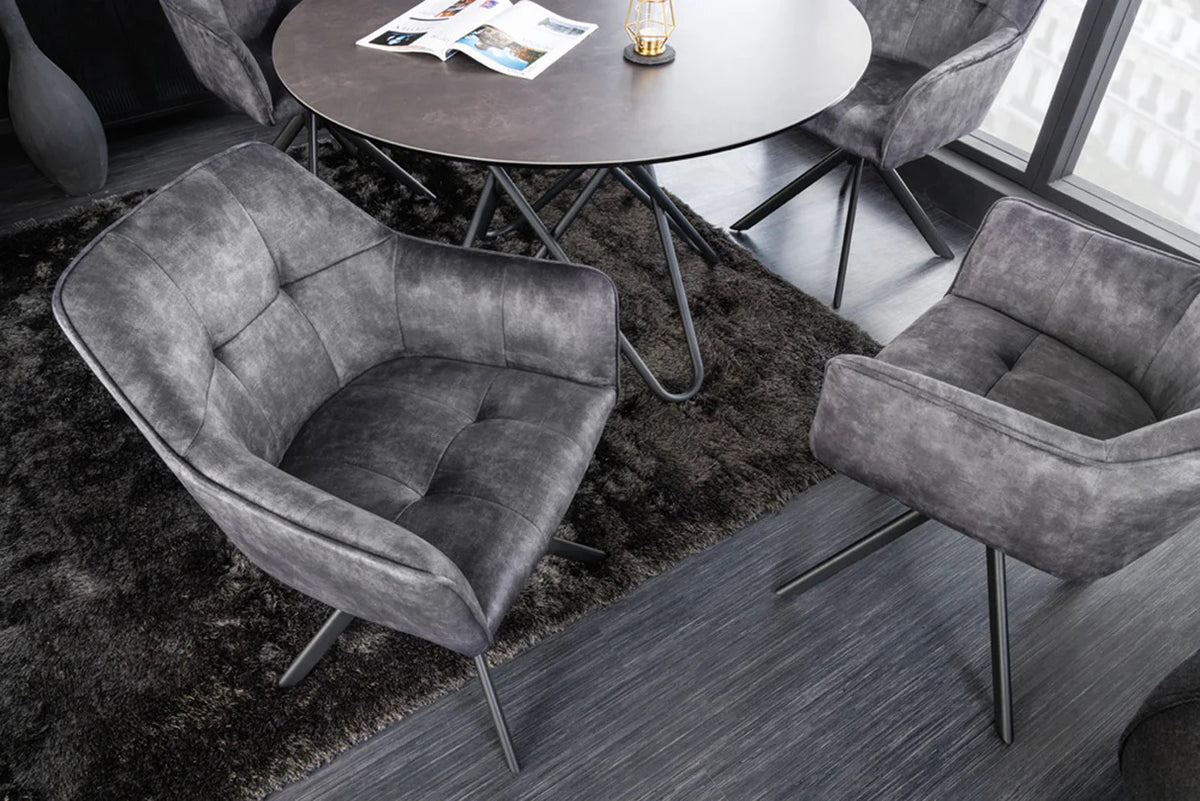 
Poltroncina girevole con braccioli „Titto“ - Velluto Grigio scuro