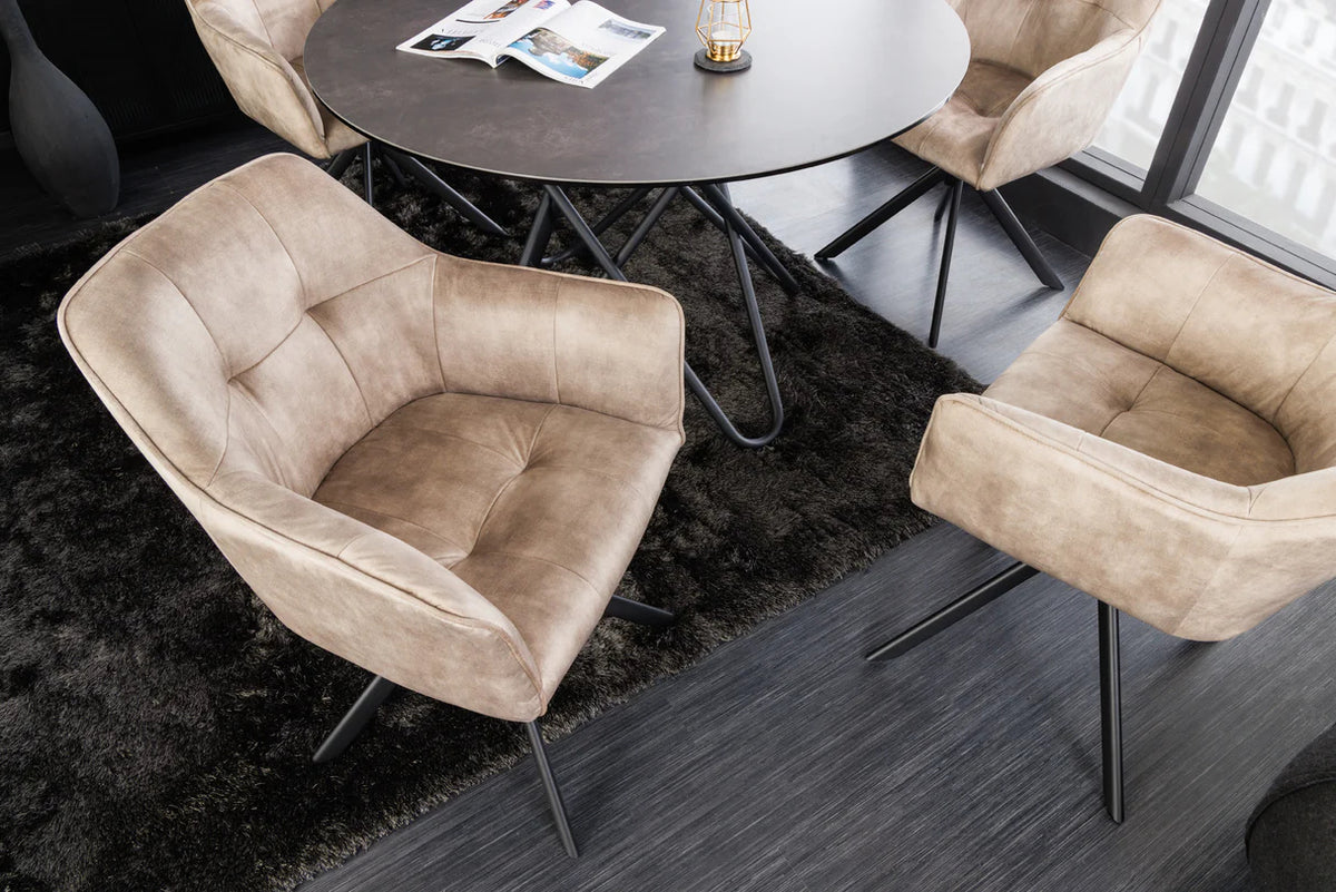 
Poltroncina girevole con braccioli „Titto“ - Samt Champagne