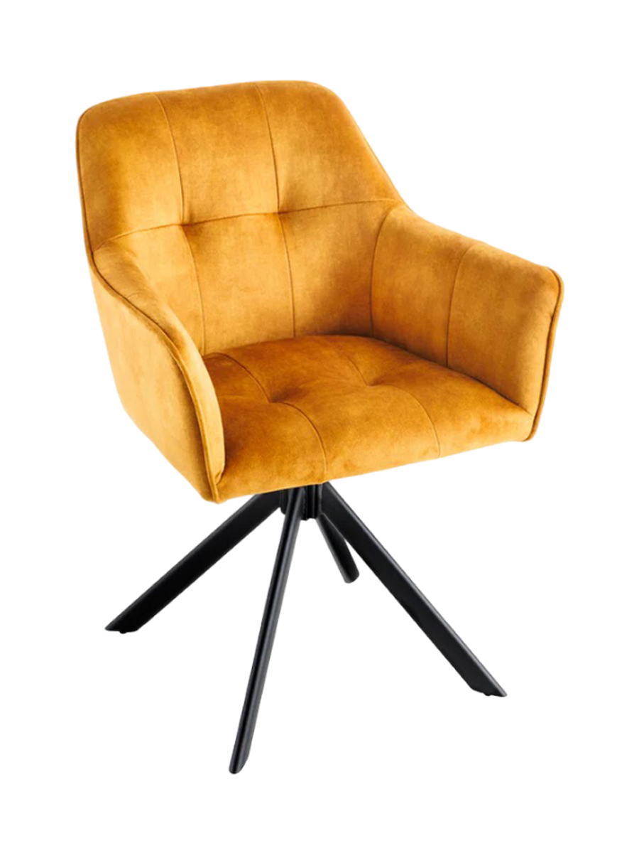 
Poltroncina girevole con braccioli „Titto“ - Velluto Giallo senape