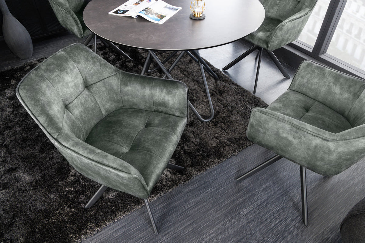 
Poltroncina girevole con braccioli „Titto“ - Velluto Verde scuro