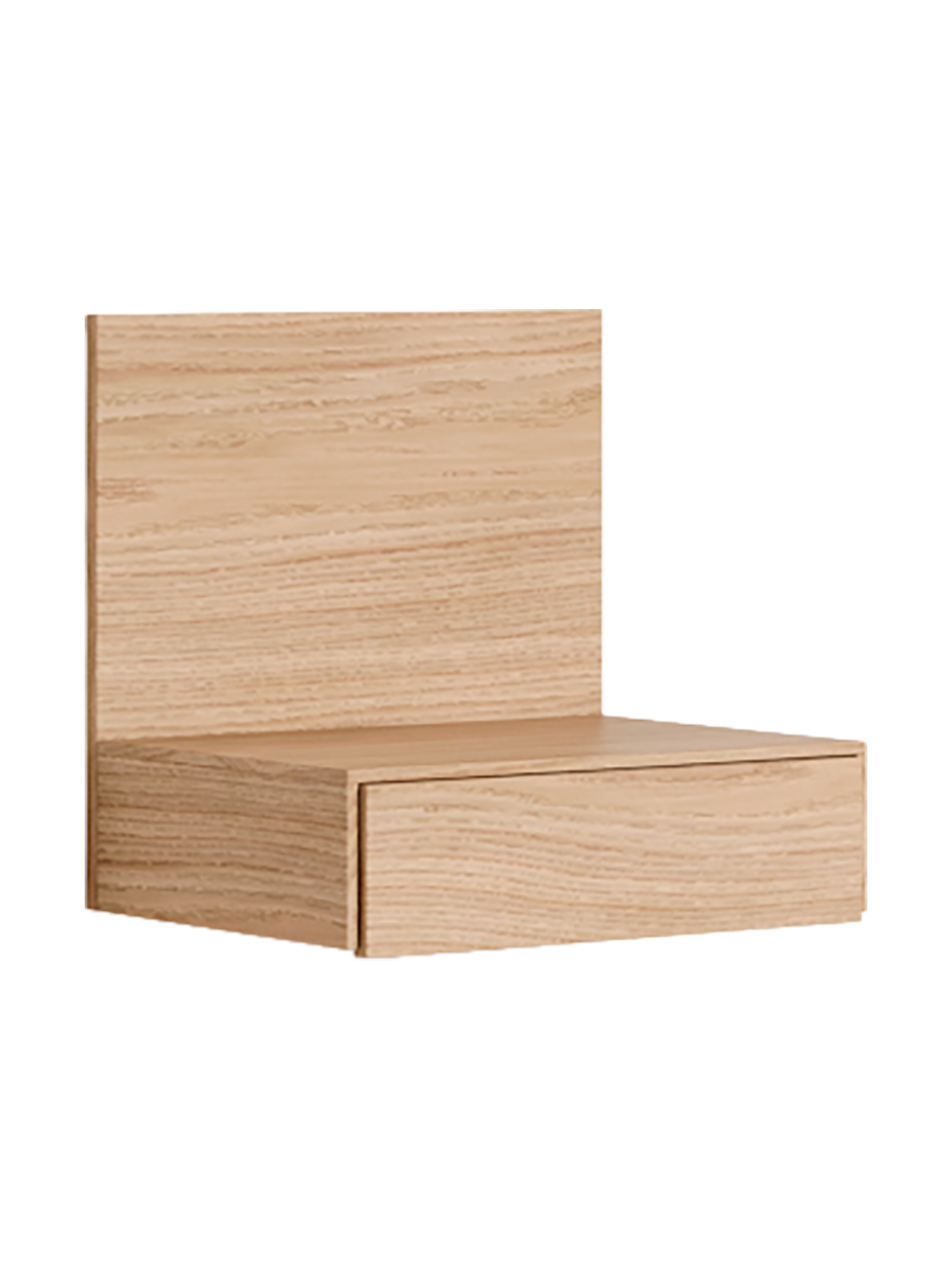 
Solid Designer Bedside Table "Tana", wall-mounted - Oak oiled