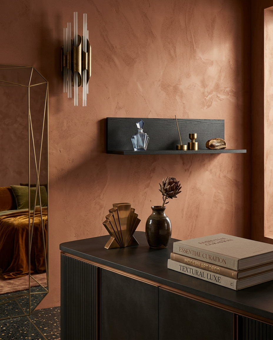 
Étagère murale massive design « Tana » - Chêne teinté