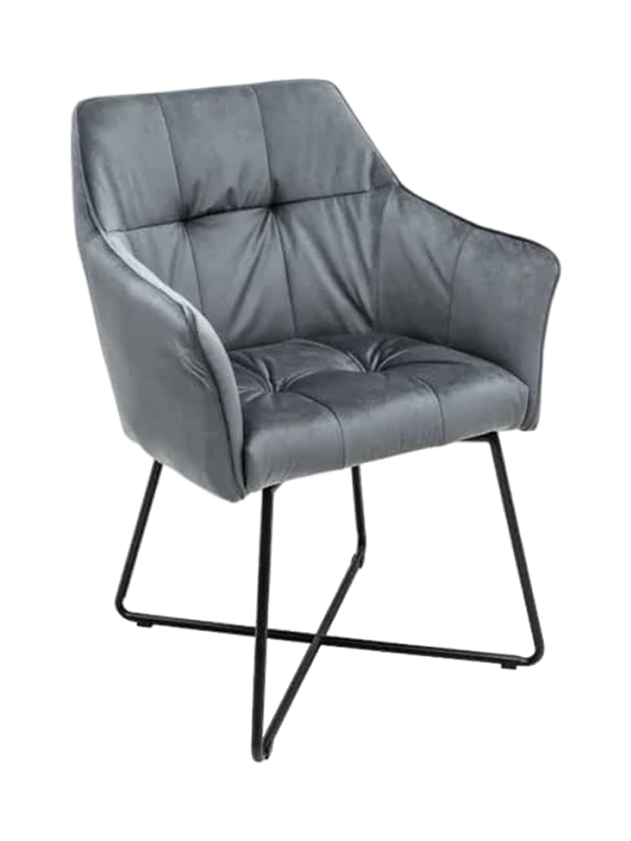 
Poltroncina con braccioli effetto velluto „Lofty“ - Seta grigio argento