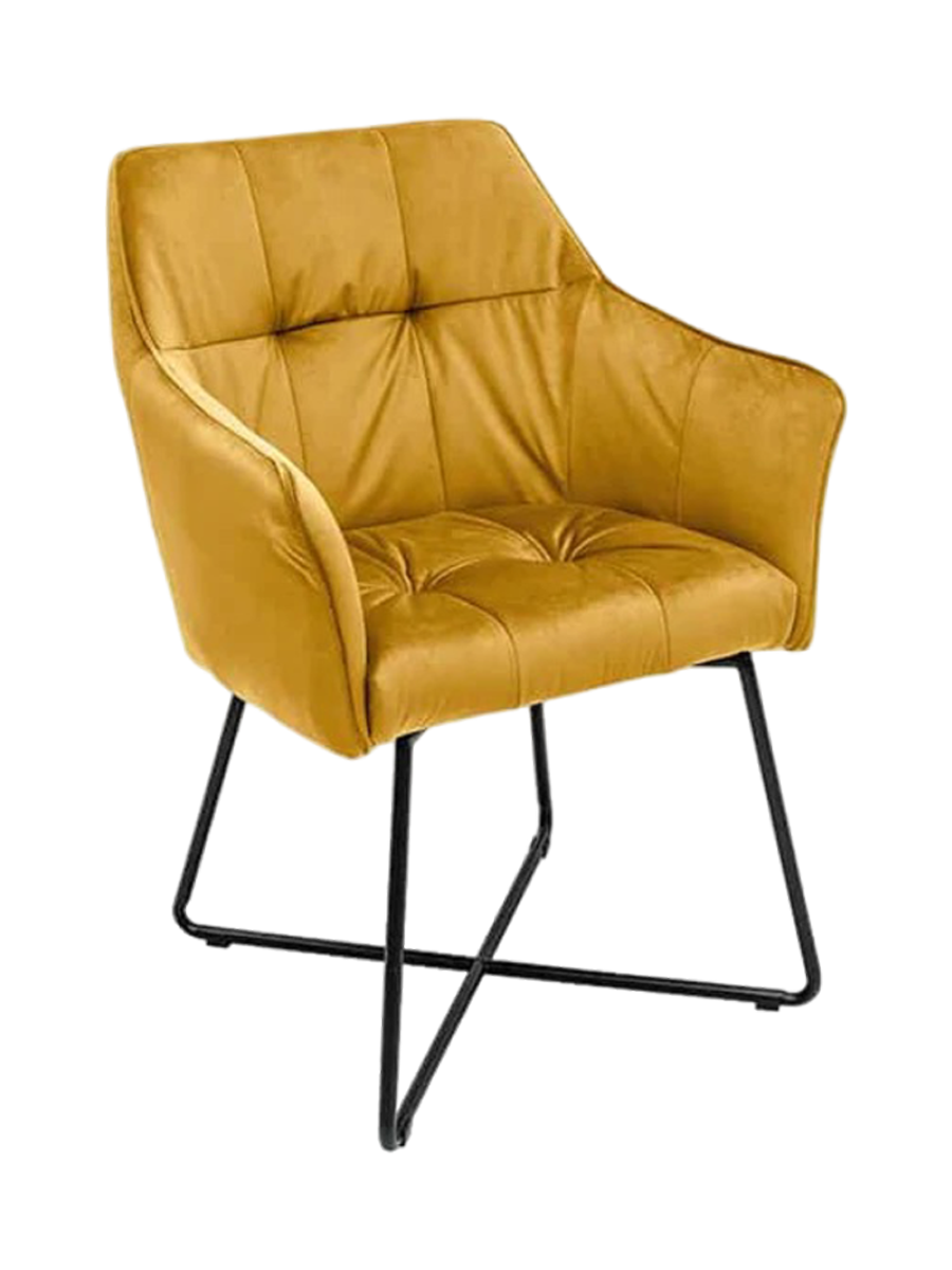 
Poltroncina con braccioli effetto velluto „Lofty“ - Velluto Giallo senape