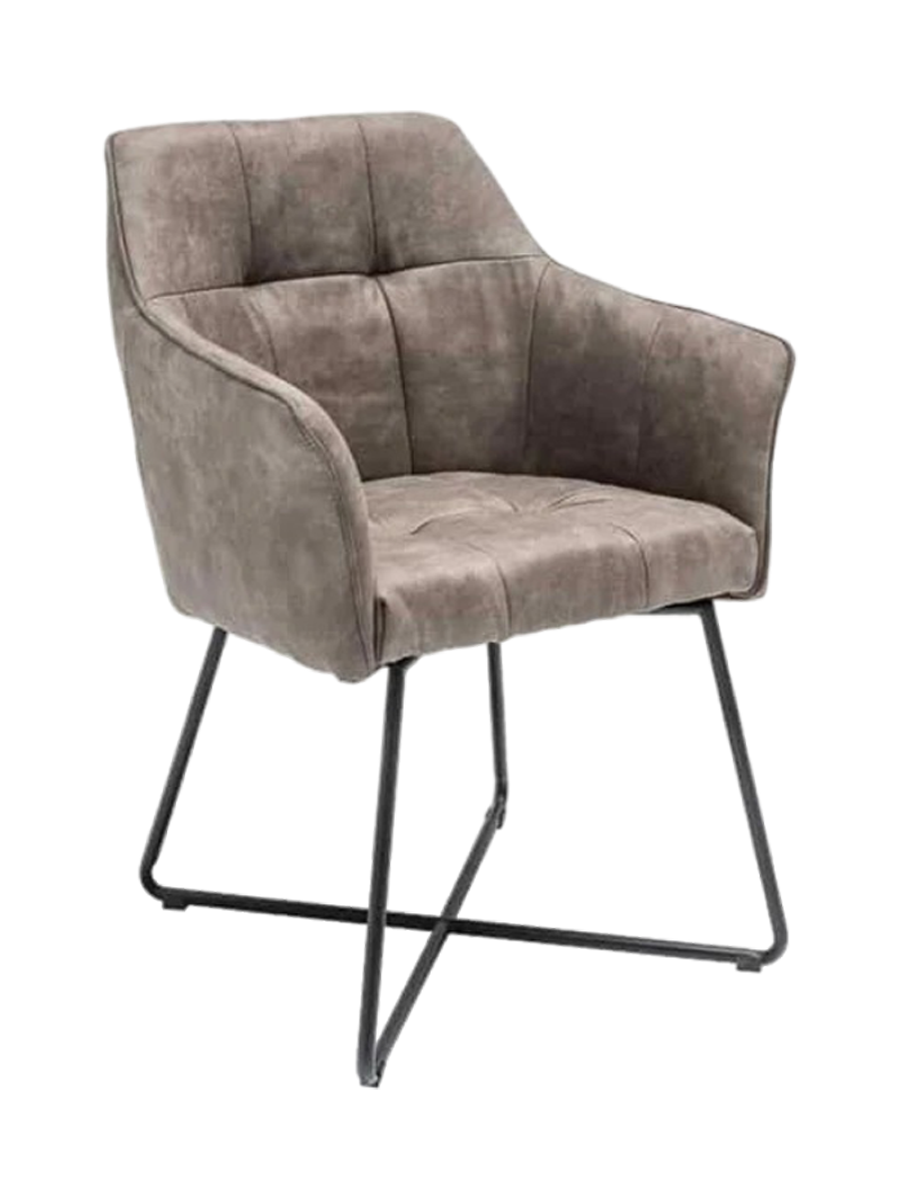 
Poltroncina con braccioli effetto velluto „Lofty“ - Microfibra Vintage Taupe