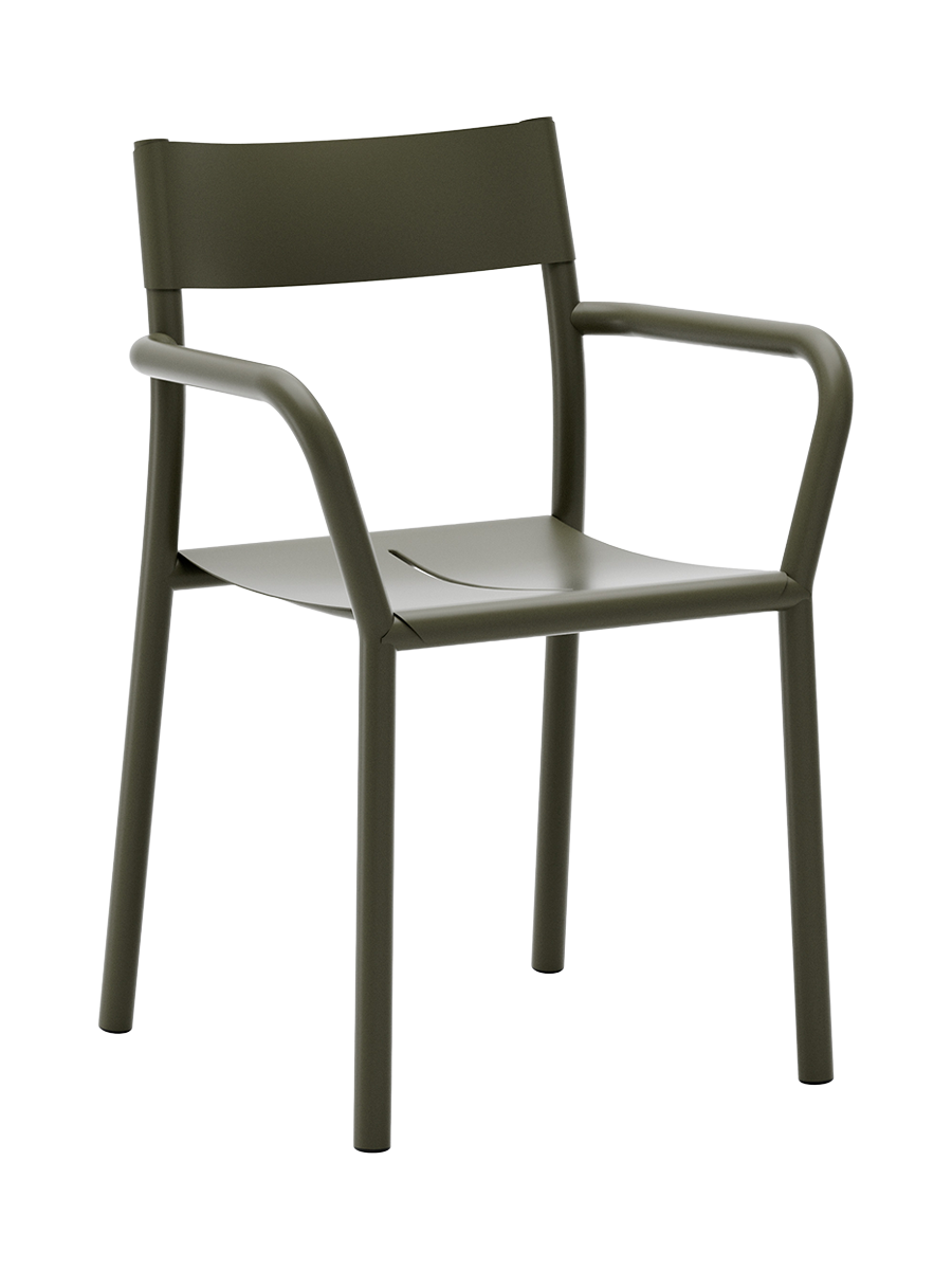 
Stapelbarer Design Gartenstuhl „May“ mit Armlehnen - Dunkelgrün