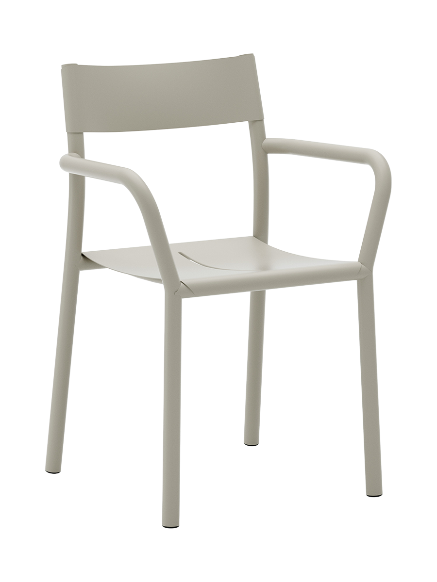 
Stapelbarer Design Gartenstuhl „May“ mit Armlehnen - Hellgrau