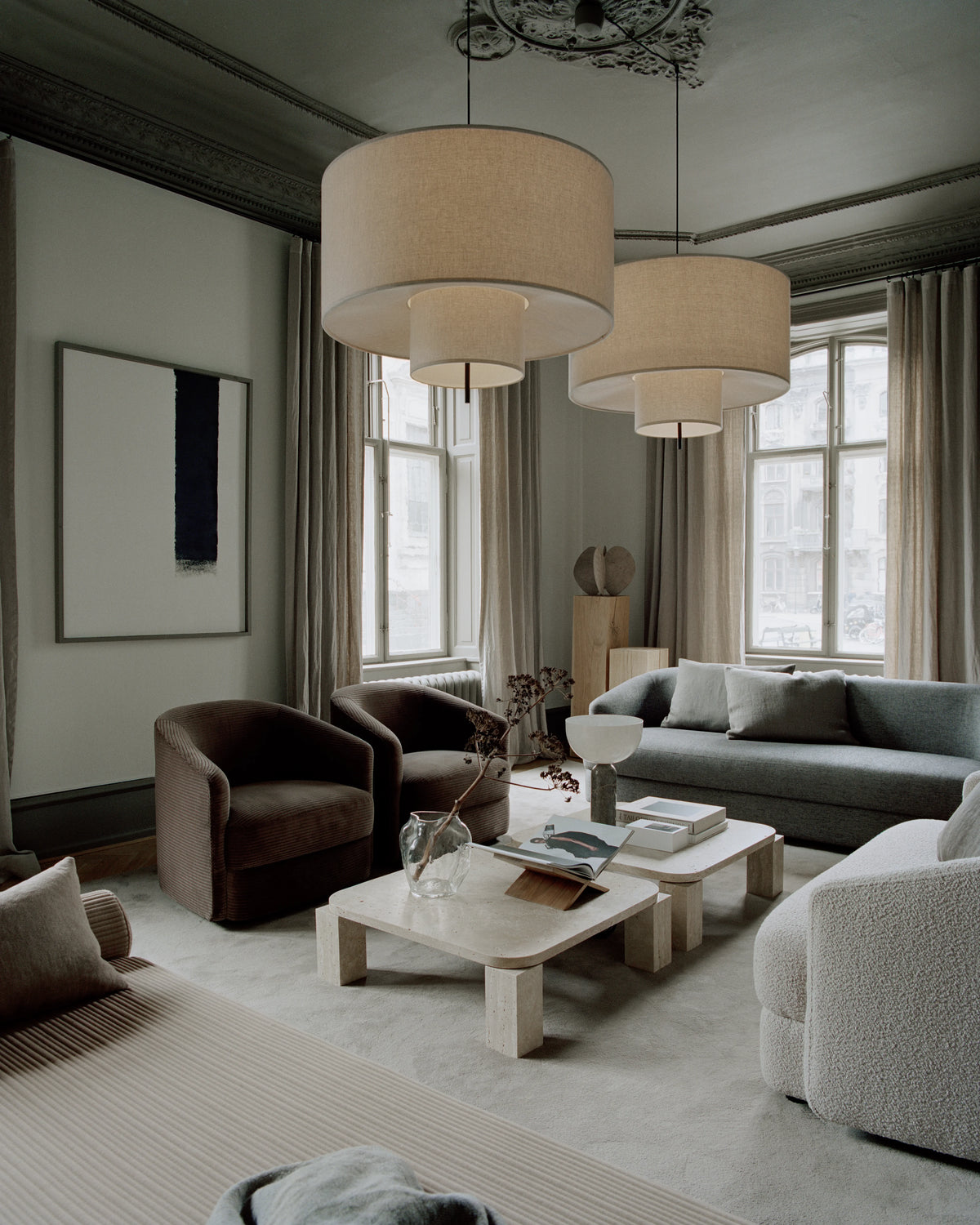 
Tavolino da caffè di design “Atlas” in marmo - Travertino / 82 x 82 cm
