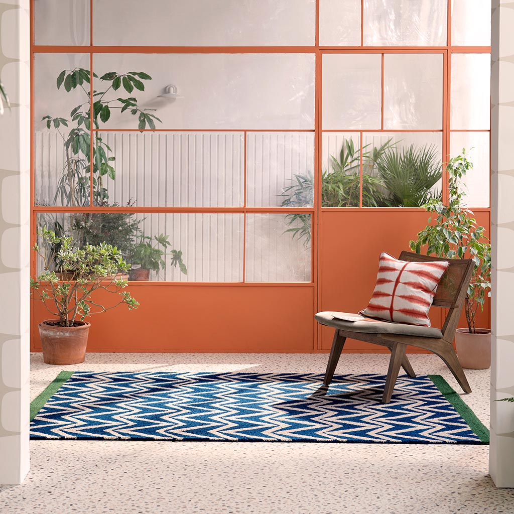 
Tapis design d'intérieur/extérieur de haute qualité « Dhurrie Blue », différentes tailles - 140 x 200 cm