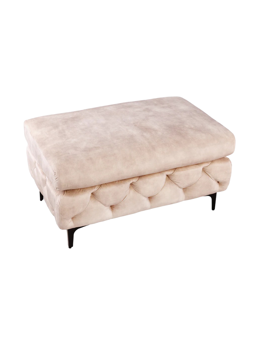 
Grand Pouf en velours « Baroque Moderne » - Champagne