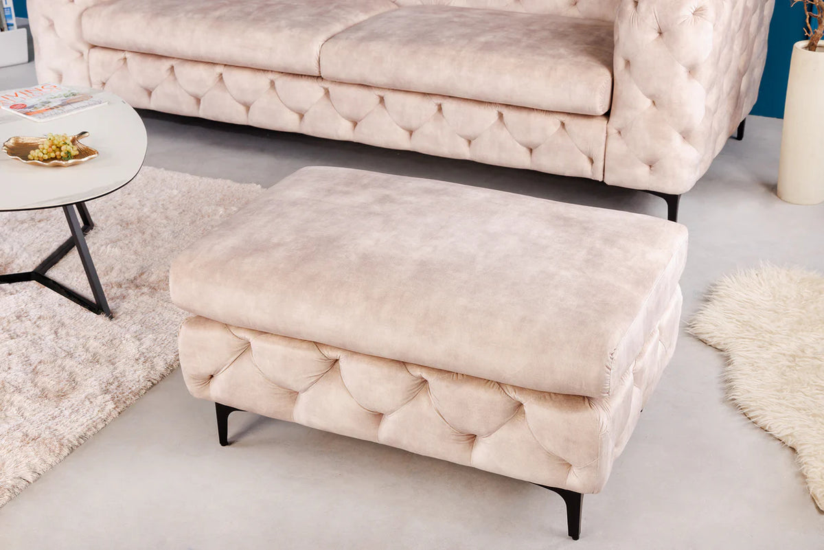 
Grand Pouf en velours « Baroque Moderne » - Champagne