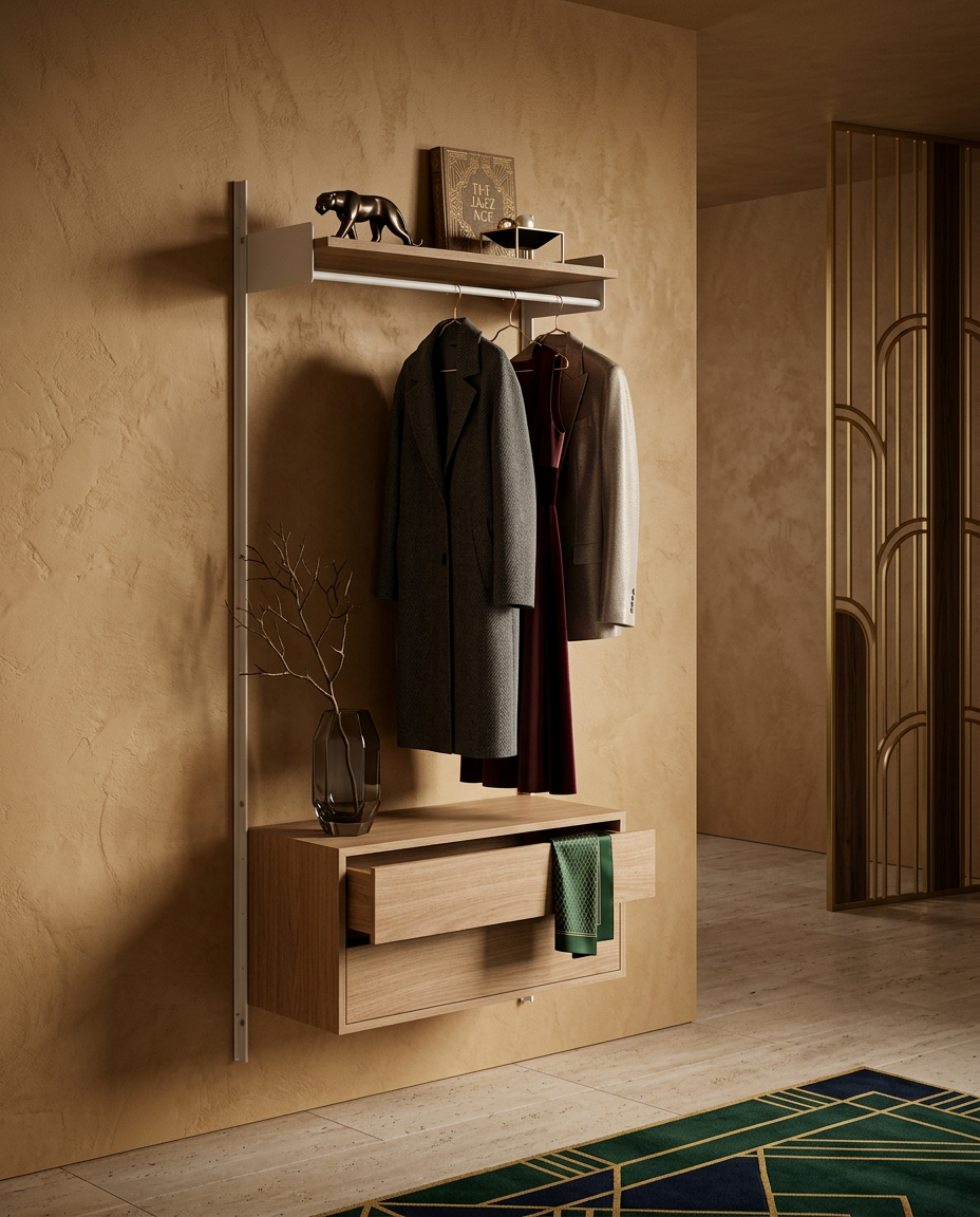 
Modular Designer Wall Wardrobe "New Works Wardrobe Cabinet" - Oak / White