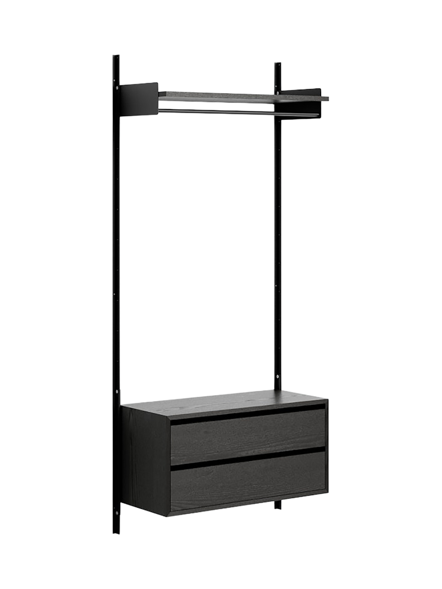 
Modular Designer Wall Wardrobe "New Works Wardrobe Cabinet" - Ashwood / Black