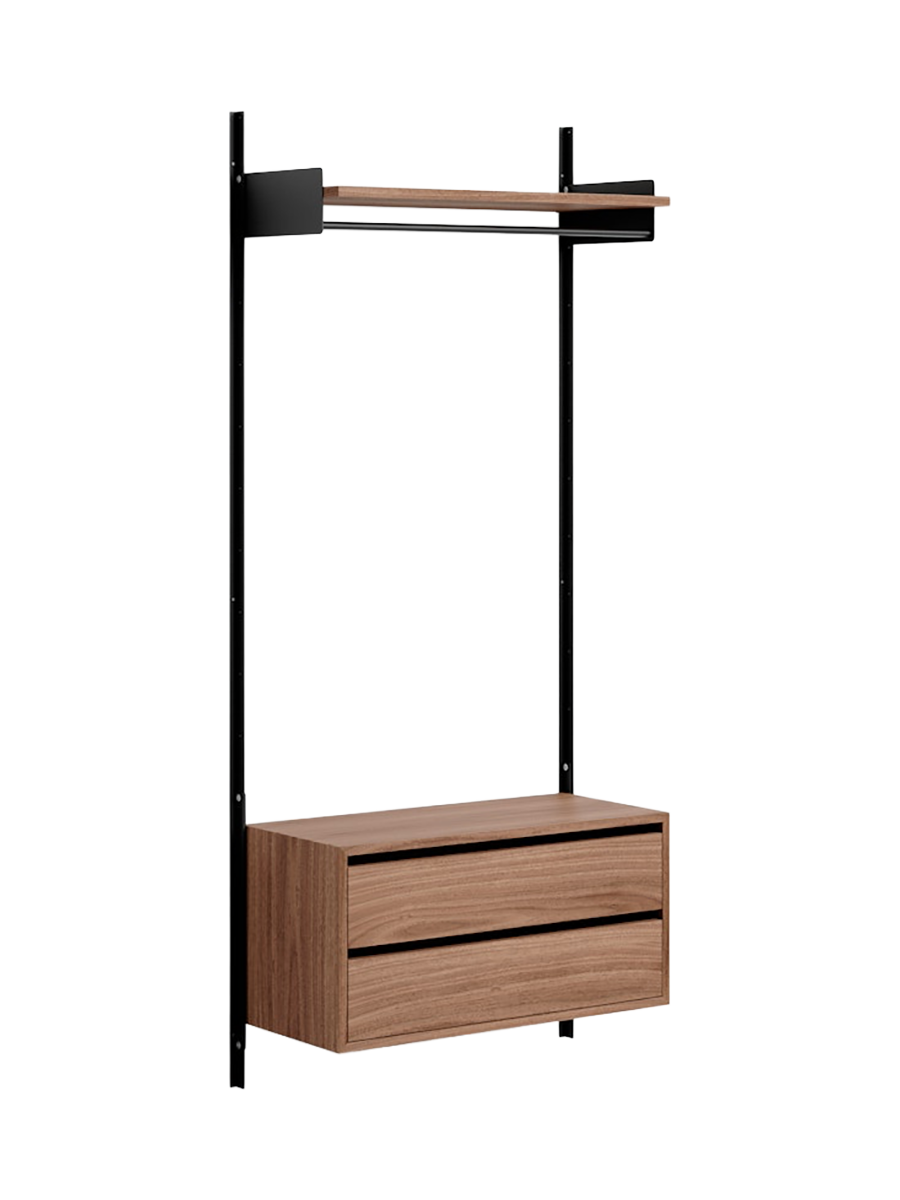 
Modular Designer Wall Wardrobe "New Works Wardrobe Cabinet" - Walnut / Black
