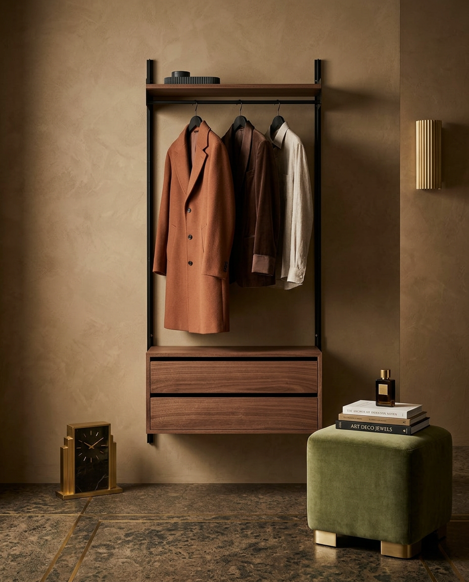
Modular Designer Wall Wardrobe "New Works Wardrobe Cabinet" - Walnut / Black