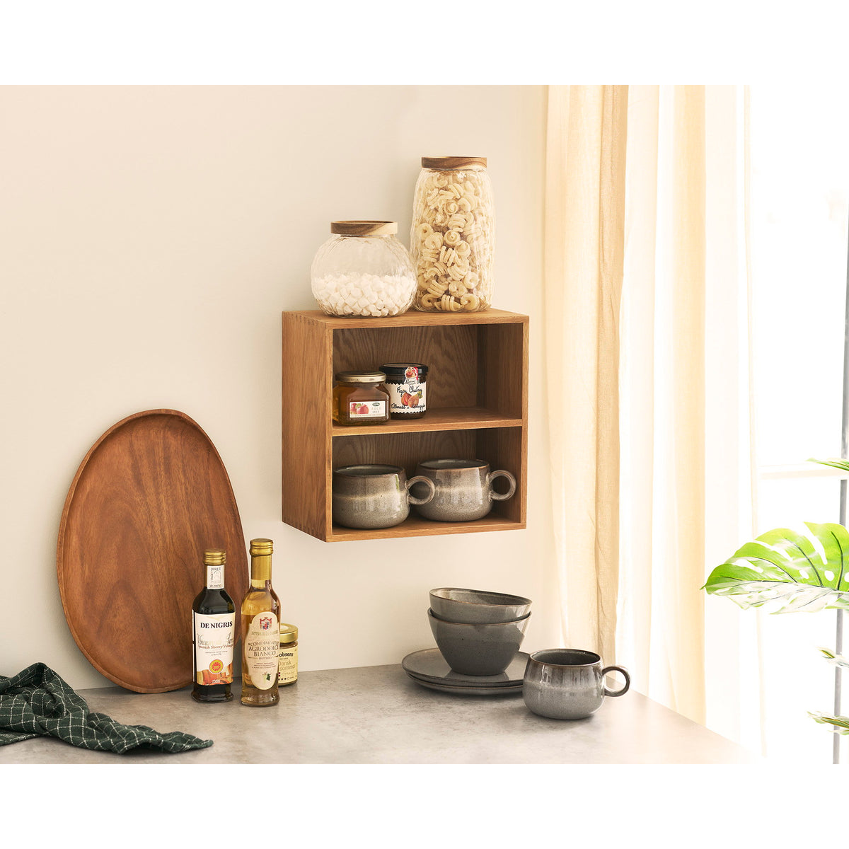 
Mensola da parete in legno massello «Townsville» - Due vani aperti / Rovere Naturale