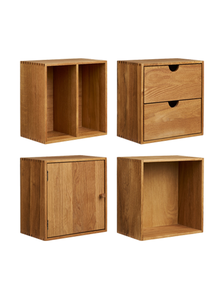 
Set di 4 mensole da parete in legno massello «Townsville» - Rovere Marrone scuro