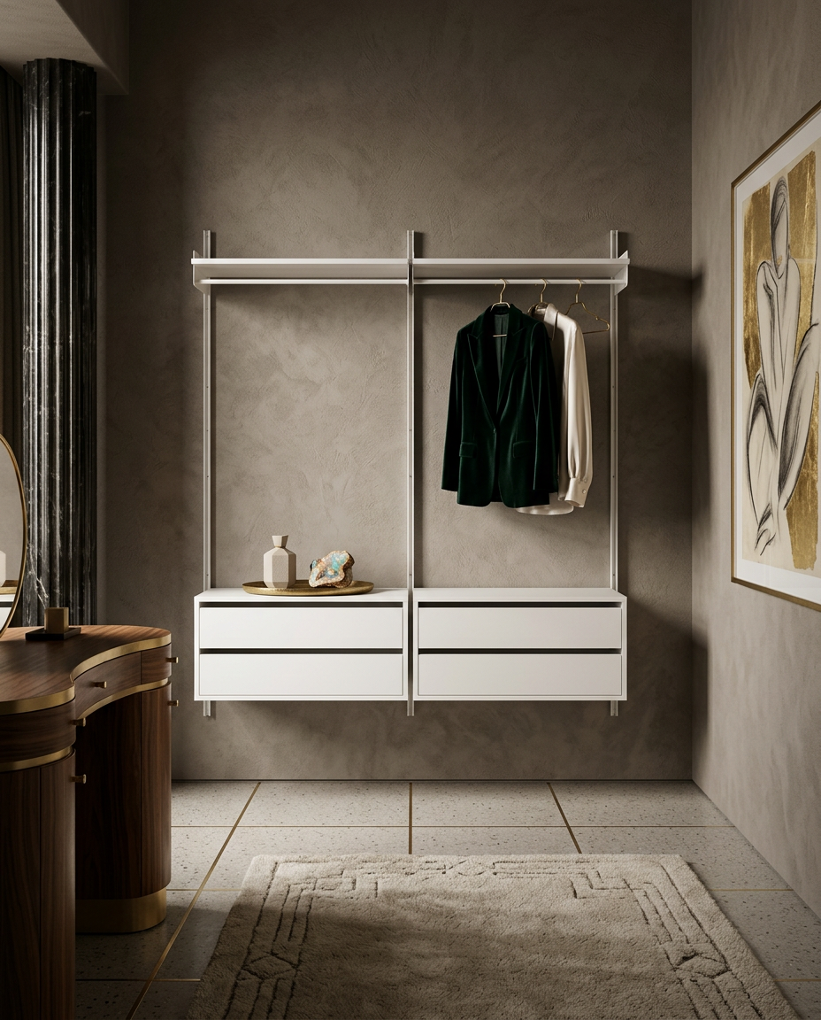 
Modular Wall Wardrobe "New Works Wardrobe Cabinet II" - White / White