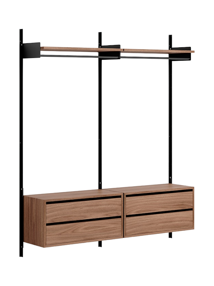 
Modular Wall Wardrobe "New Works Wardrobe Cabinet II" - Walnut / Black