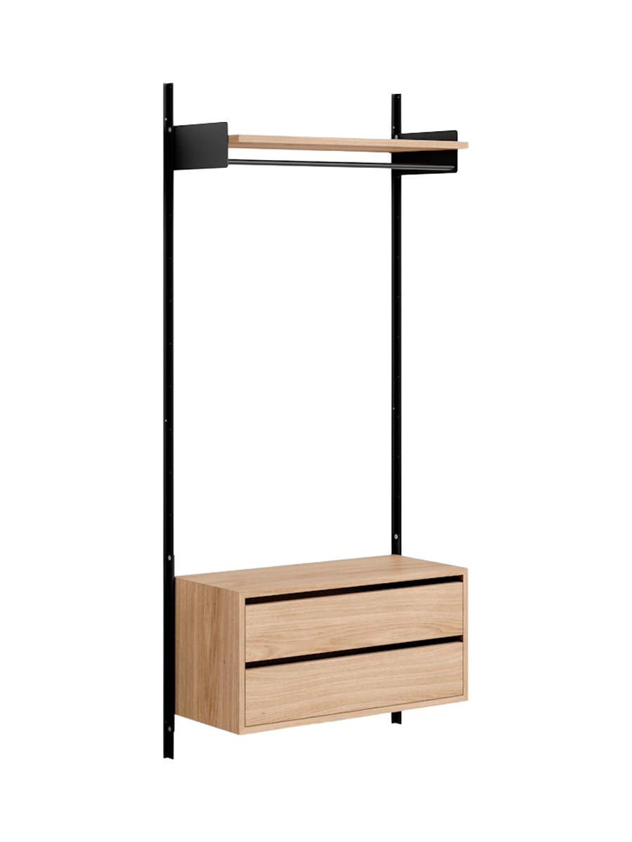 
Modular Designer Wall Wardrobe "New Works Wardrobe Cabinet" - Oak / Black