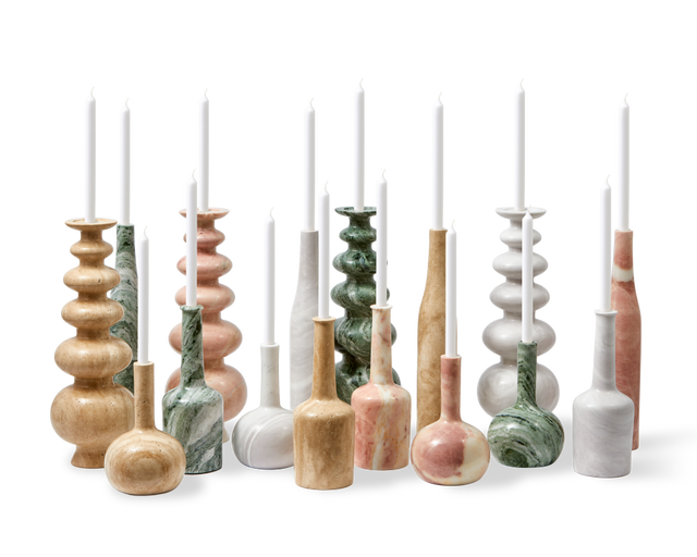
Grande e massiccio portacandele di design „Herritage Bell“ in marmo - Rosa corallo