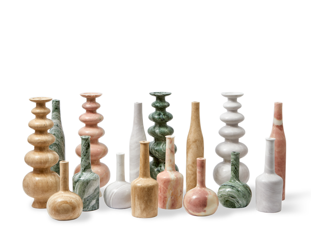 
Grande e massiccio portacandele di design „Herritage Bell“ in marmo - Beige