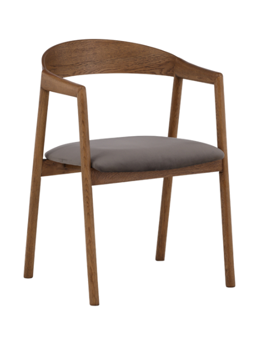 
Solid wood design chair "Langön" with armrests - Brown/Grey
