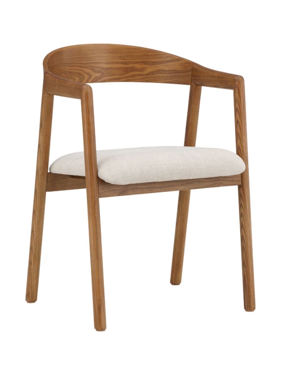 
Solid wood design chair "Langön" with armrests - Brown/Ecru