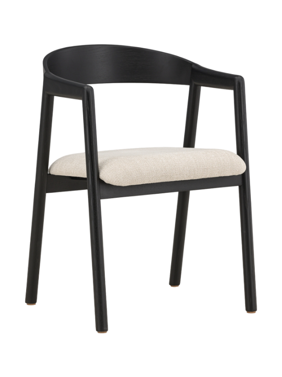 
Solid wood design chair "Langön" with armrests - Black/Ecru