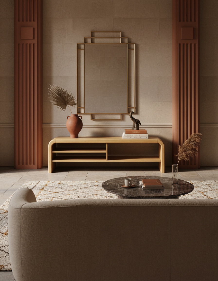 
Mobile basso di design in legno massiccio «Brave» 160 x 45 cm