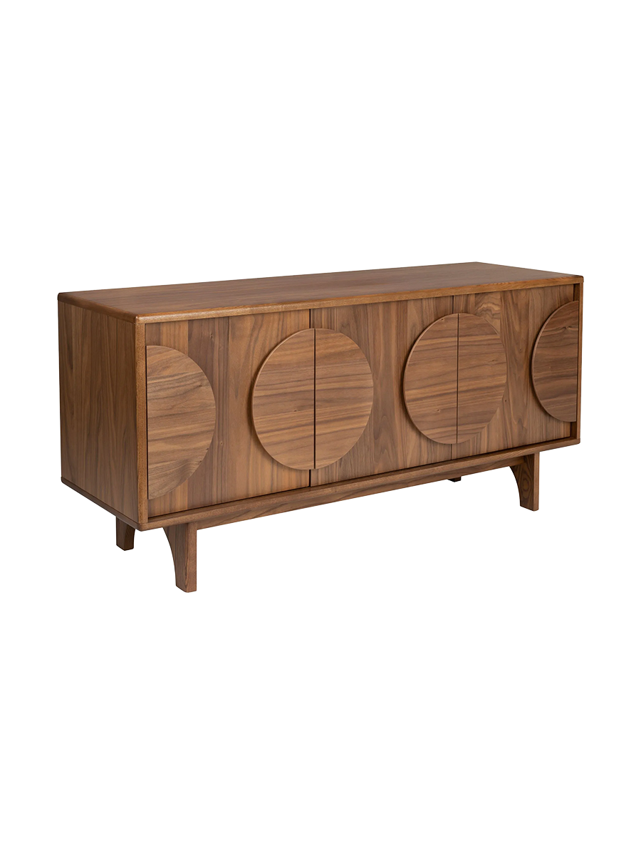 
Credenza di design in legno massiccio «Groove» - 3 ante - Nussbaum