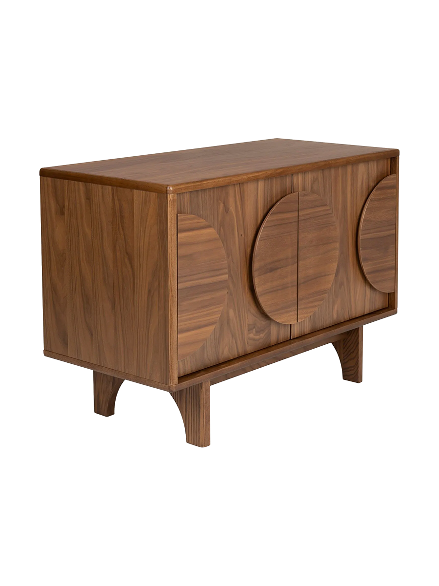
Credenza di design in legno massiccio «Groove» - 2 ante - Nussbaum