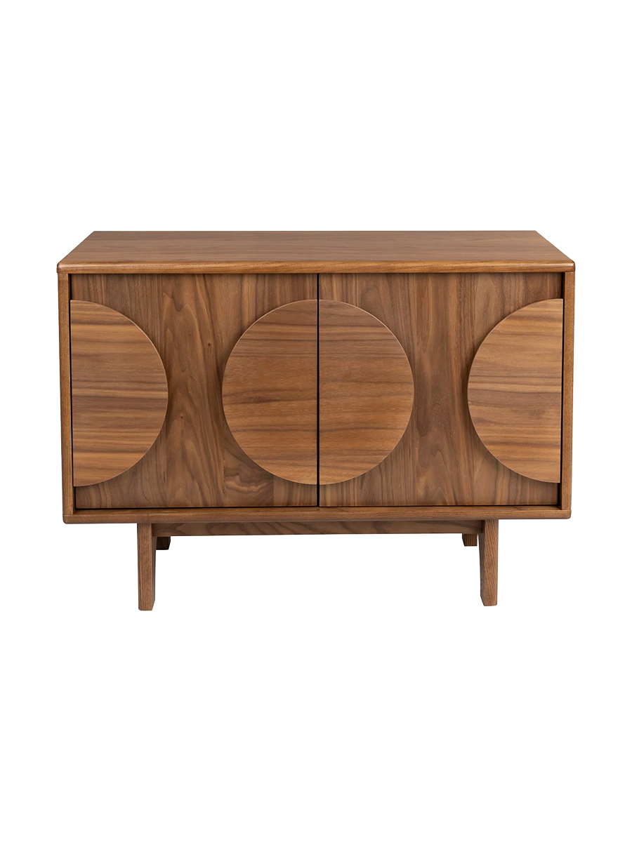 
Credenza di design in legno massiccio «Groove» - 2 ante - Nussbaum