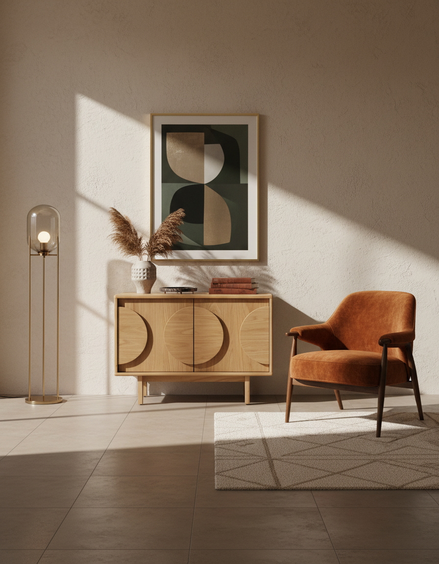 
Credenza di design in legno massiccio «Groove» - 2 ante - Naturale