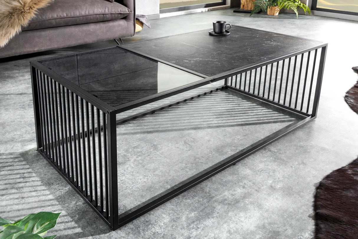 
Designer Coffee Table "Architecture" - Marble look smoked glass