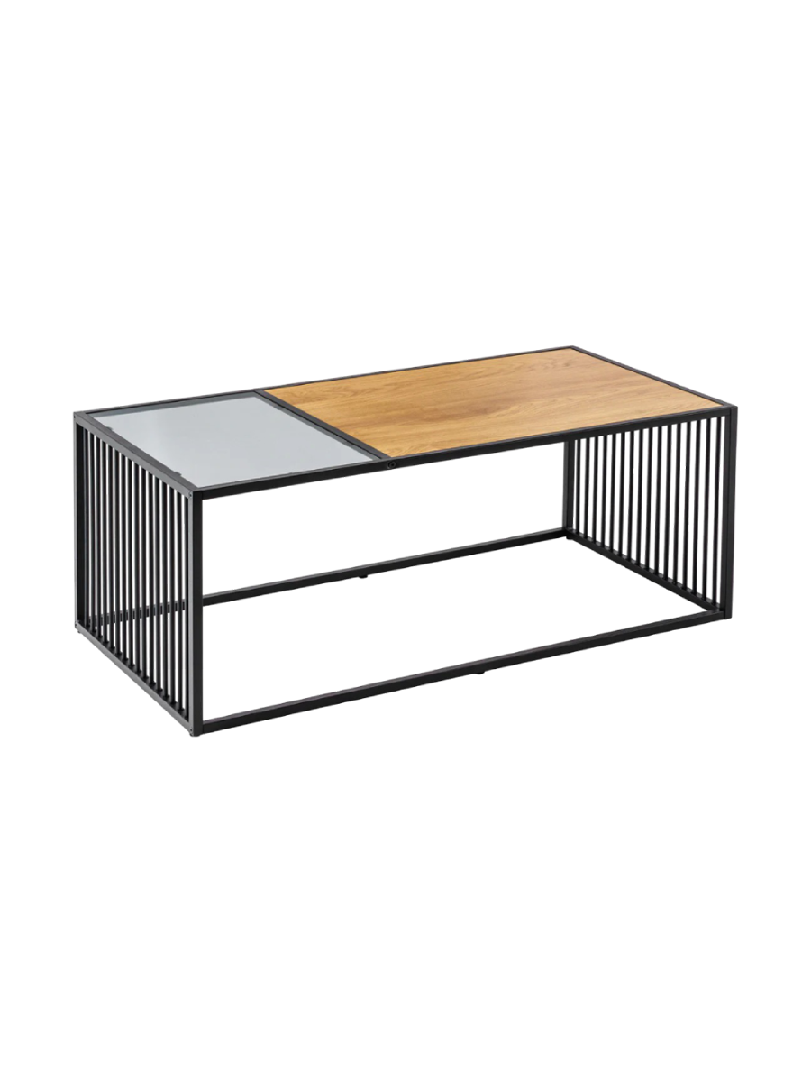 
Designer Coffee Table "Architecture" - Wild oak smoked glass