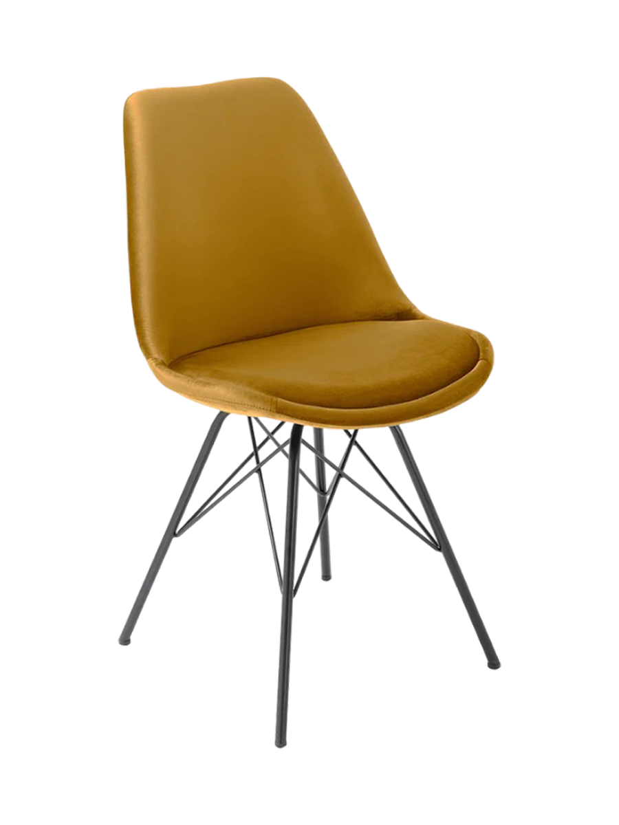 
"Scandinavia" Designer Dining Chair - Velvet cover Mustard Yellow/ Black