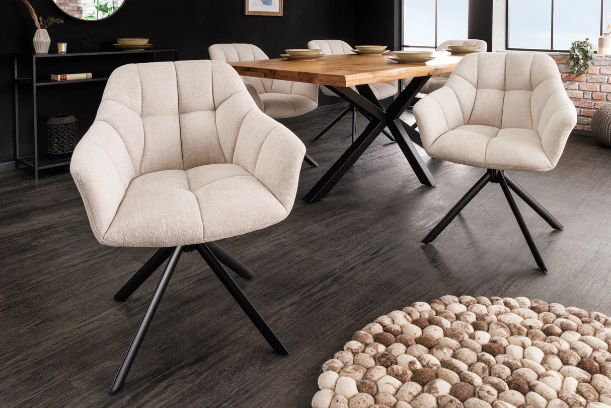 
Swivel armchair "Papillo" - Textured Fabric Champagne