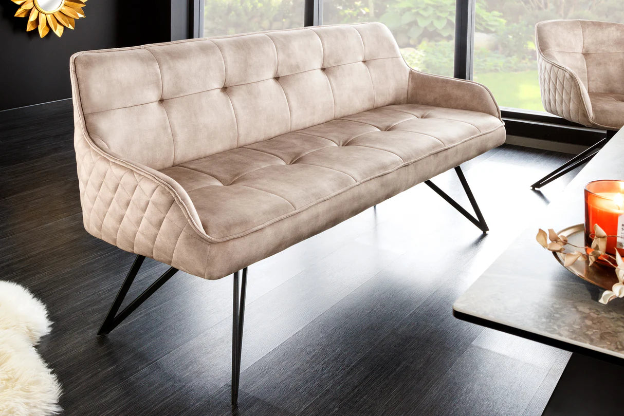 
Banc design « Elefantis » - Gris-taupe velouté