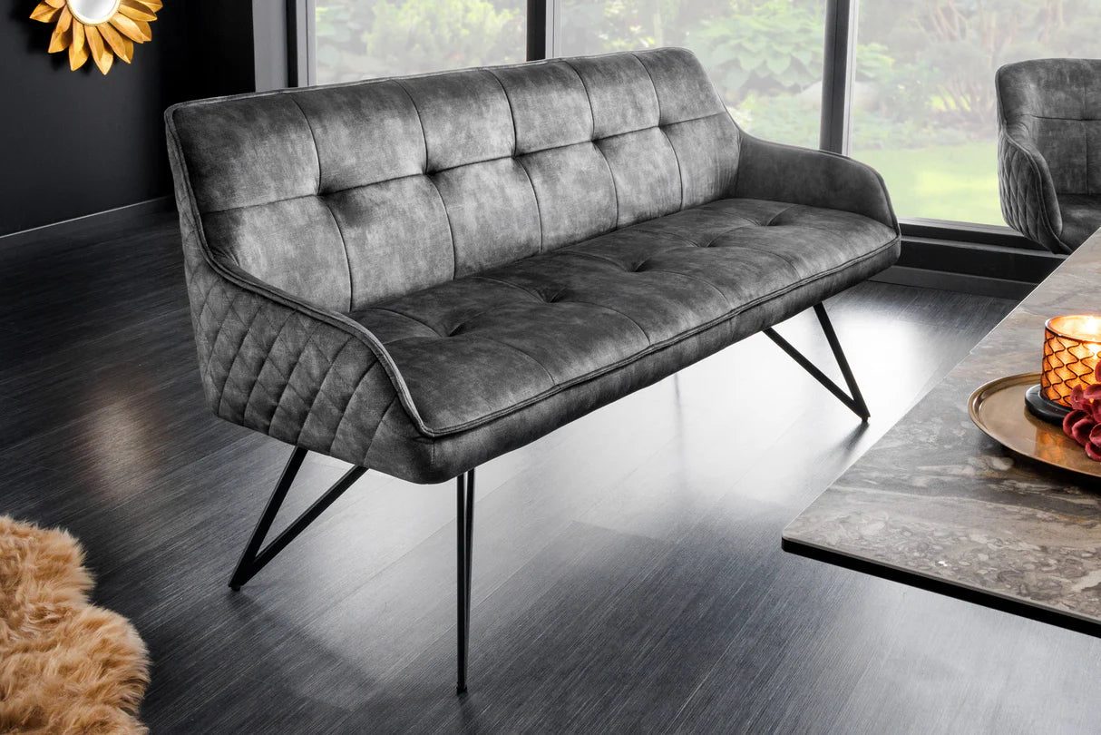 
Banc design « Elefantis » - Velours gris foncé