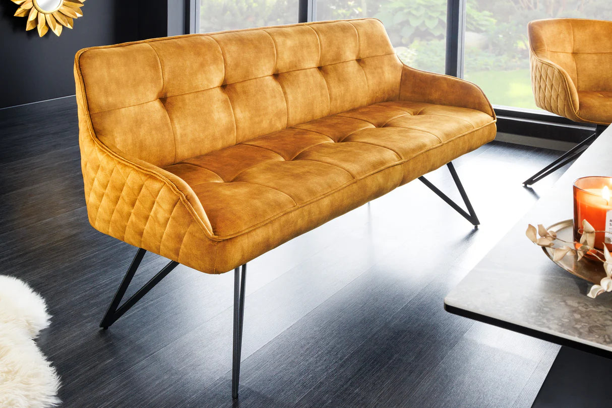 
Banc design « Elefantis » - Velours Jaune Moutarde