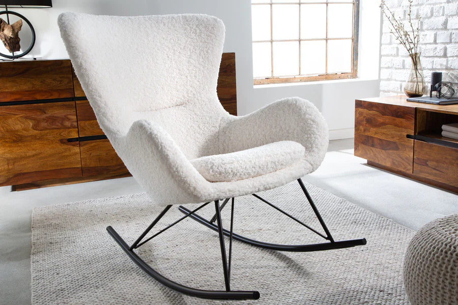 
Fauteuil à bascule design « Luxury Swing » - Bouclé blanc