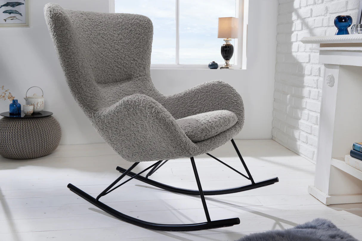 
Fauteuil à bascule design « Luxury Swing » - Bouclé gris