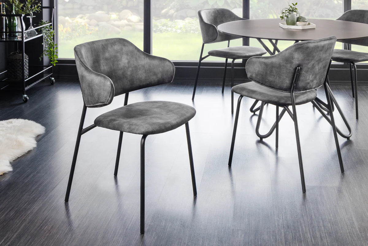 
Design Esszimmerstuhl „Tracy“ - Samt Grau