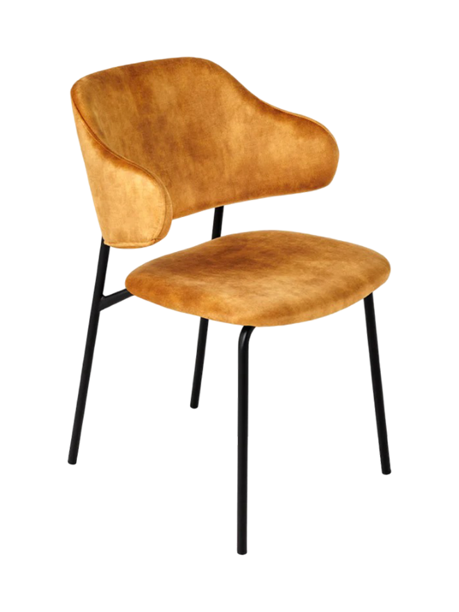 
Design Esszimmerstuhl „Tracy“ - Samt Senfgelb