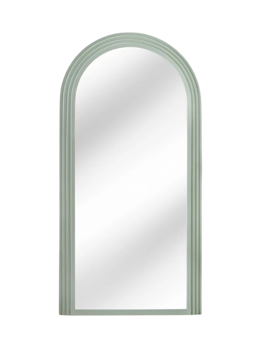 
Large "Art Deco" Design Wall Mirror - Pastel Sage Green