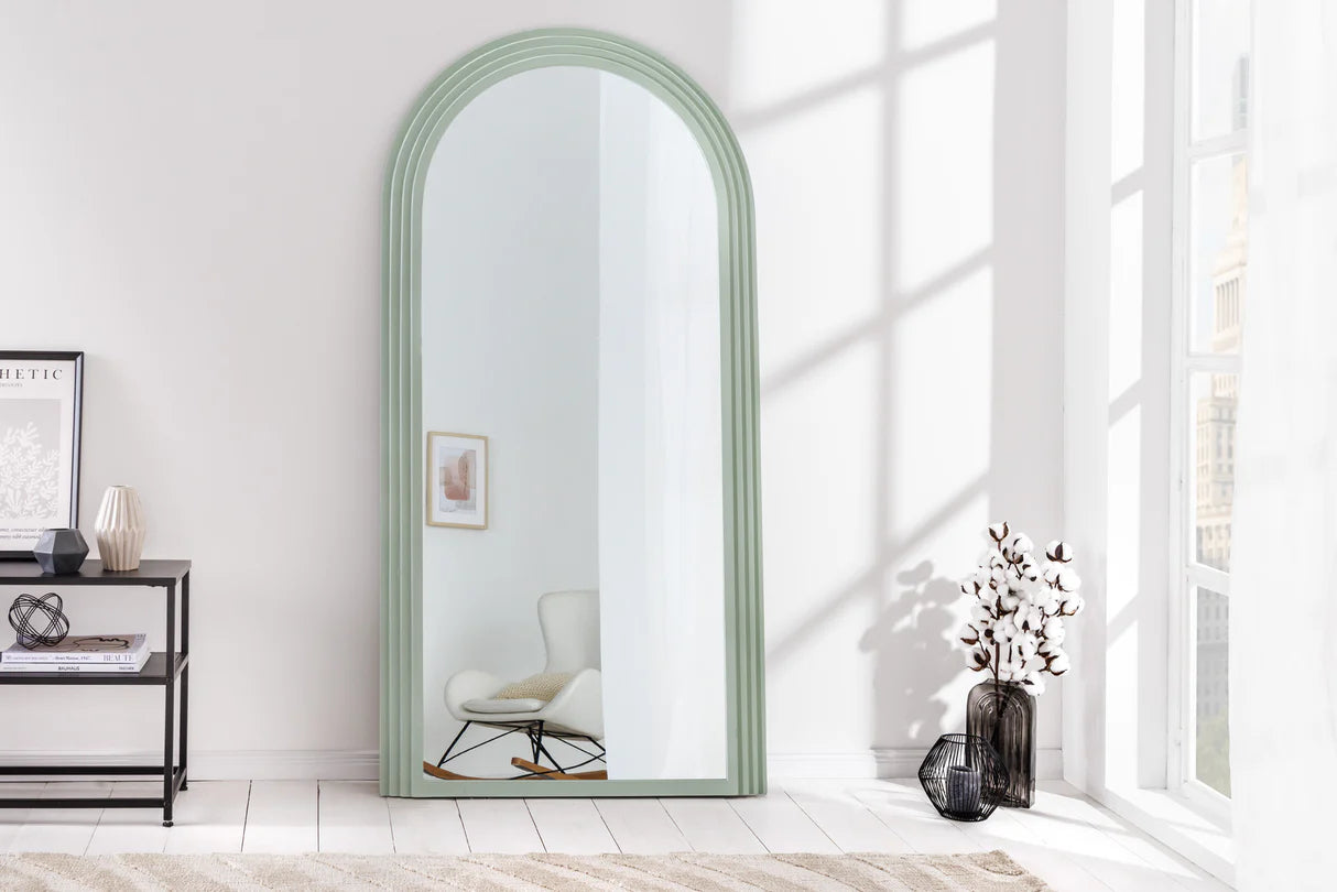 
Large "Art Deco" Design Wall Mirror - Pastel Sage Green