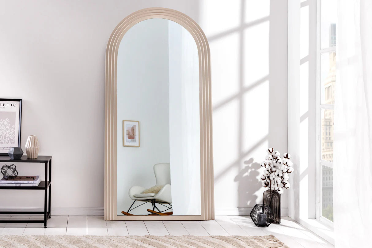 
Large "Art Deco" Design Wall Mirror - Pastel Greige