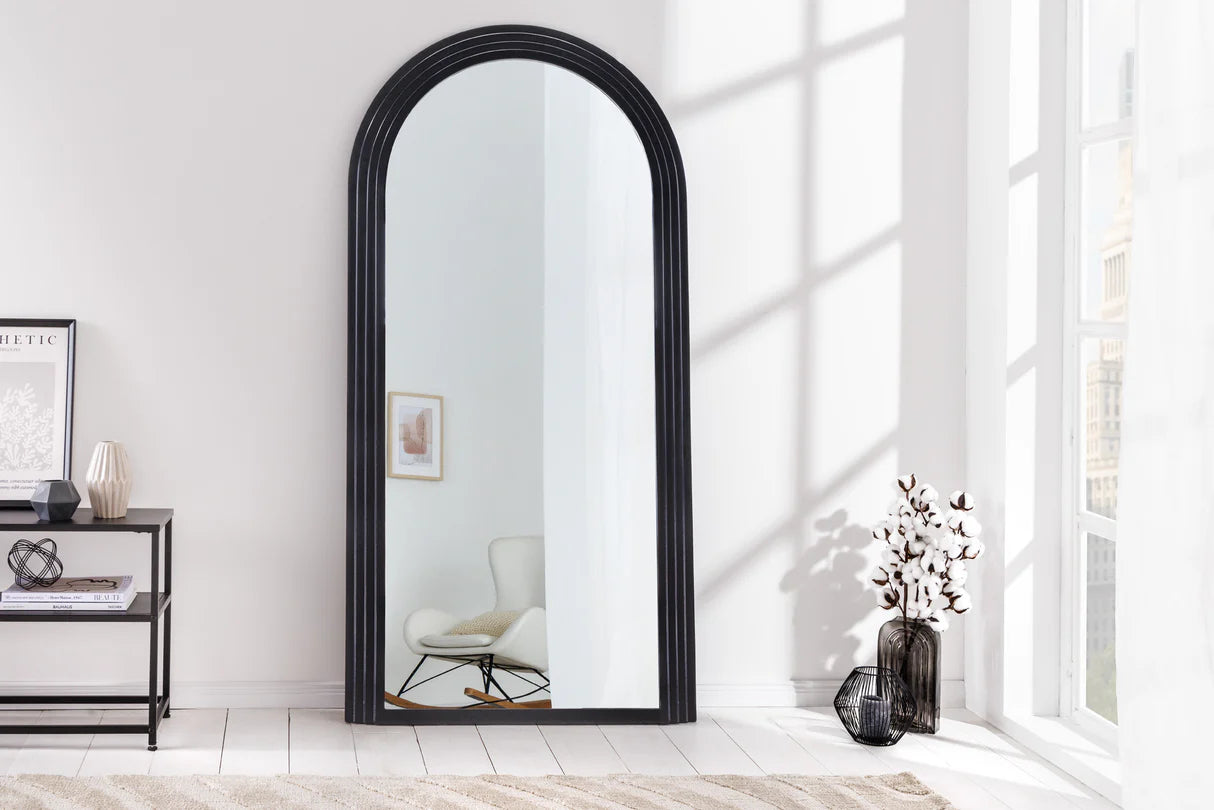 
Large "Art Deco" Design Wall Mirror - Black